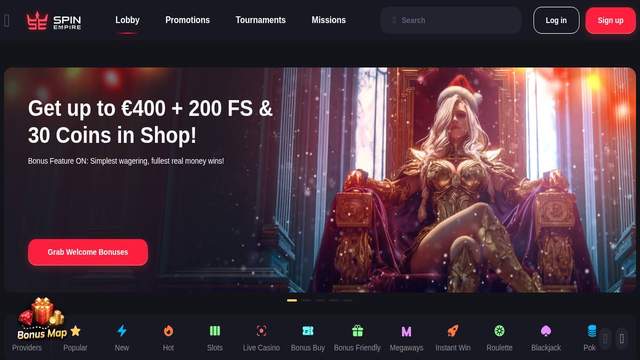 SpinEmpire casino screenshot